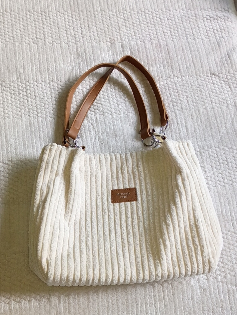 Women’s Cream Shoulder Bag with Tan Handles